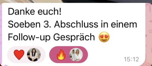 Kundinnen-Nachricht: dritter Abschluss in einem Follow-up-Gespräch